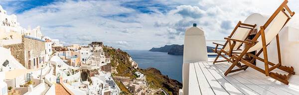 Landscape Poster featuring the photograph View Of Oia The Most Beautiful Village by Levente Bodo