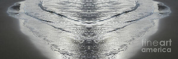 Sea Water Poster featuring the digital art Silver waves on the beach, sea water meets symmetry by Adriana Mueller