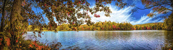 Panorama Poster featuring the photograph Beautiful Autumn Lake at Indian Boundary Painting by Debra and Dave Vanderlaan