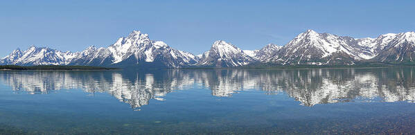 Grand Teton Reflection Panorama Poster featuring the photograph Grand Teton Mountains Panorama by Dan Sproul