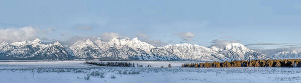 Grand Teton National Park Poster featuring the photograph Grand Tetons Panorama by Marcy Wielfaert