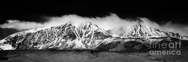 B&w Poster featuring the photograph Moonlit Sierra Snowcaps 1406BW by Kenneth Johnson
