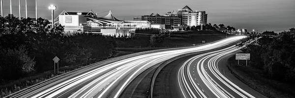 Rogers Arkansas Poster featuring the photograph Northwest Arkansas Panoramic Skyline Over Highway 49 in Black and White by Gregory Ballos