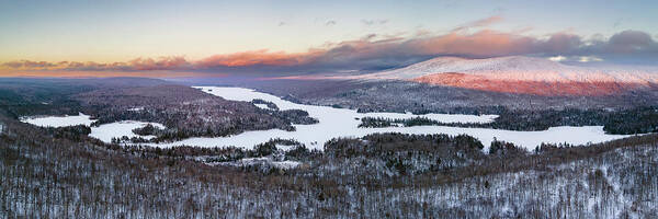 2021 Poster featuring the photograph Norton Pond, Vermont Winter Sunset Panorama by John Rowe