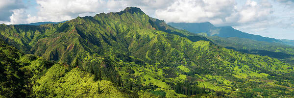 Kauai Aerial Photography Poster featuring the photograph The Green Mountains of Kauai by Slow Fuse Photography
