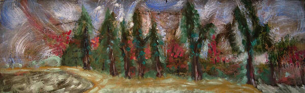  Poster featuring the painting Trees in the Forest by David McCready