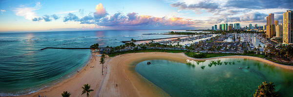 Hawaii Poster featuring the photograph Waikiki Marina Panoramic by Anthony Jones