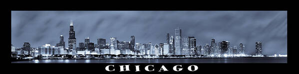 Chicago Skyline Poster featuring the photograph Chicago Skyline at Night #1 by Sebastian Musial