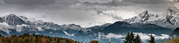 Extreme Terrain Poster featuring the photograph Panorama Of The Berchtesgaden Alps by Delectus