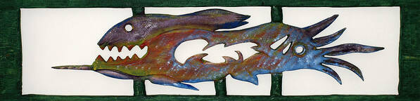 Extinct Fish Poster featuring the mixed media The Prozak Fish #1 by Robert Margetts