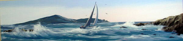 Irish Poster featuring the painting Atlantic Fury by Cathal O malley