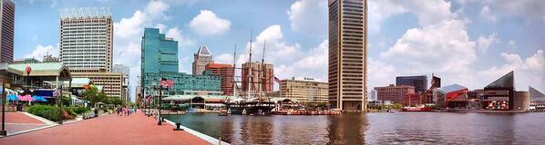 Baltimore Poster featuring the photograph Baltimore Harbor Panorama by Chris Montcalmo