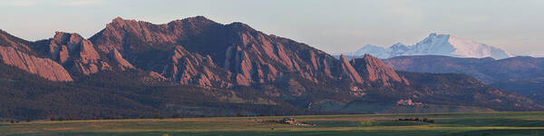 Flatirons Poster featuring the photograph Flatirons and Longs Peak Panorama by Aaron Spong