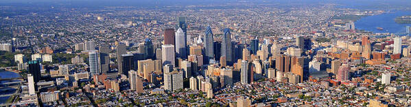 Philadelphia Poster featuring the photograph Panoramic Philly Skyline Aerial Photograph by Duncan Pearson