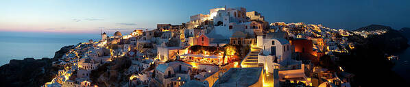 Tranquility Poster featuring the photograph Dusk, Oia Santorini Cyclades Islands #1 by Peter Adams