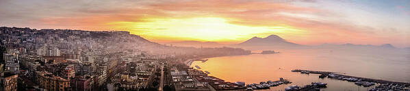 Panorama Poster featuring the photograph Sunrise over Bay of Naples by Tito Slack
