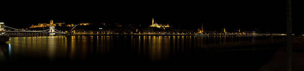 Danube Poster featuring the photograph Danube Night View in Budapest by Vivida Photo PC