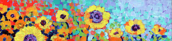 Sunflower Poster featuring the painting Sunflower Slice by Jennifer Lommers