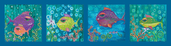 Fish School Poster featuring the digital art Fish School by Tanielle Childers