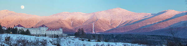 Mount Poster featuring the photograph Mount Washington Alpenglow Moonrise Panorama by White Mountain Images