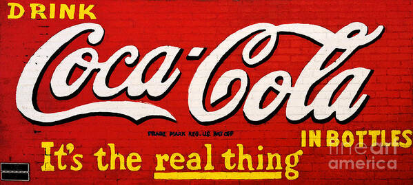 Travelpixpro Americana Poster featuring the digital art Coca Cola Coke Vintage Americana Red Street Sign on a Brick Wall Watercolor Digital Art by Shawn O'Brien
