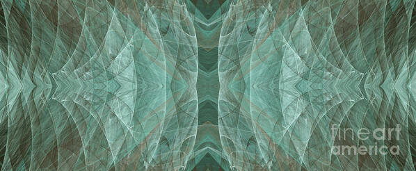 Abstract Poster featuring the digital art Crashing Waves Of Green 2 - Panorama - Abstract - Fractal Art by Andee Design
