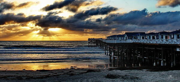Pacific Beach Poster featuring the photograph Crystal Pier Sunset PB by Russ Harris