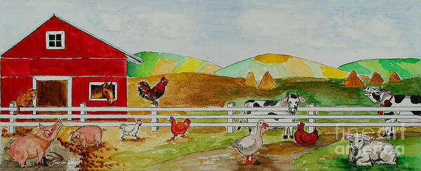 Farm Poster featuring the painting Happy Farm by Janis Lee Colon