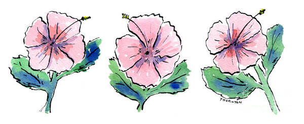 Hibiscus Poster featuring the painting Hibiscus Trio by Diane Thornton