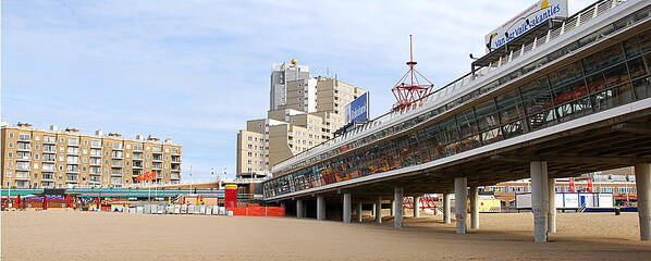  Poster featuring the photograph Scheveningen Beach and Pier 1 by Kenneth Williams