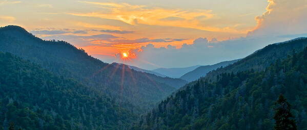 Panorama Poster featuring the photograph Smoky Mountain Sunset by Frozen in Time Fine Art Photography