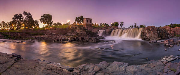 Panorama Poster featuring the photograph Sunrise over Falls Park by Angela Moyer