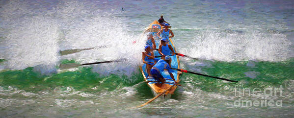 Surfer Poster featuring the photograph Surfing lifesaving boat by Sheila Smart Fine Art Photography