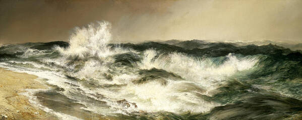 Thomas Moran Poster featuring the painting The Much Resounding Sea by Thomas Moran