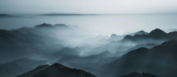 Layer Poster featuring the photograph The Village In The Morning Mist by Liwulei