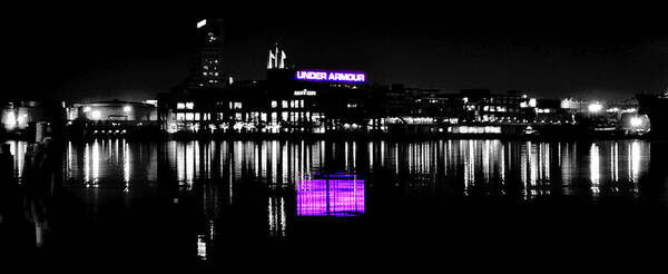 Baltimore Poster featuring the photograph Under Amour at Night - Vibrant Color Splash by Billy Beck