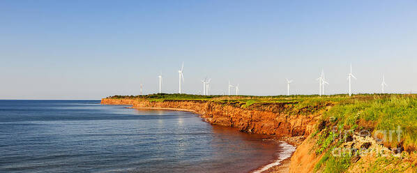 Windmills Poster featuring the photograph Wind turbines on atlantic coast 2 by Elena Elisseeva