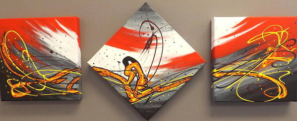 Windsurfer Poster featuring the painting Windsurfer Triptych by Darren Robinson