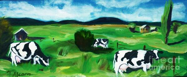 Fresian Poster featuring the painting Bovine Bliss by Therese Alcorn
