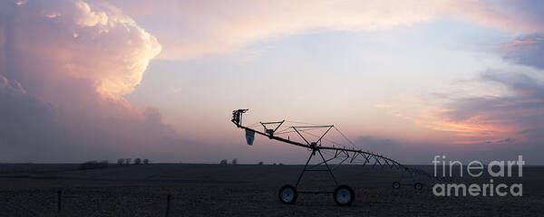 Pivot Irrigation Poster featuring the photograph Pivot Irrigation and Sunset by Art Whitton