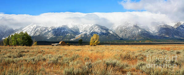 Tetons Poster featuring the photograph Snow Clouds Over The Tetons by Clare VanderVeen