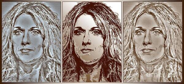 Celine Dion Poster featuring the digital art Three Interpretations of Celine Dion by J McCombie