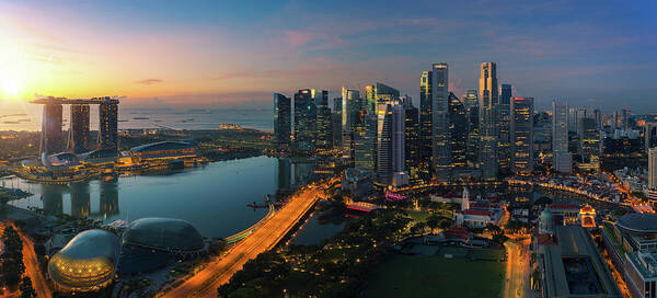 Singapore Poster featuring the photograph Cityscape of Singapore city #5 by Anek Suwannaphoom