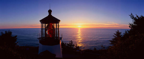 Photography Poster featuring the photograph Cape Meares Lighthouse At Sunset, Cape by Panoramic Images