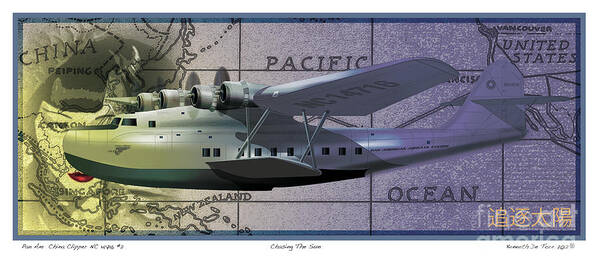 Planes Poster featuring the digital art China Clipper Chasing The Sun by Kenneth De Tore