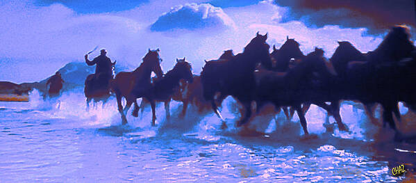 Horses Poster featuring the painting Crossing the River by CHAZ Daugherty
