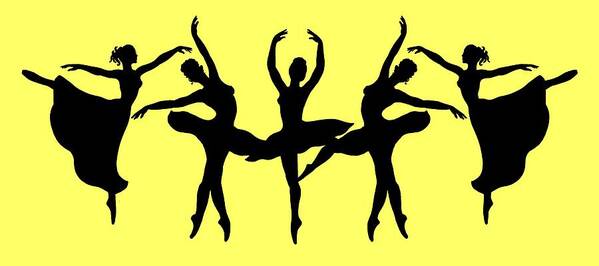 Black Silhouette Poster featuring the painting Dancing Ballerinas Silhouette by Irina Sztukowski