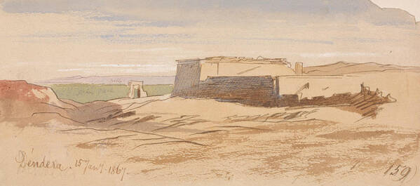 English Art Poster featuring the drawing Dendera by Edward Lear