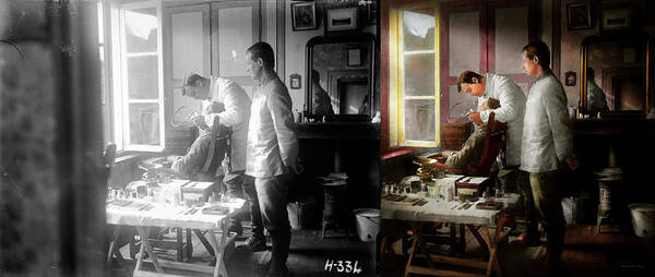 Self Poster featuring the photograph Dentist - The horrors of war 1917 - Side by Side by Mike Savad
