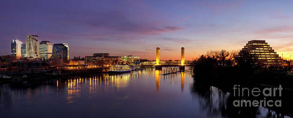 Downtown Poster featuring the photograph Downtown Sacramento skyline after sunset by Ken Brown